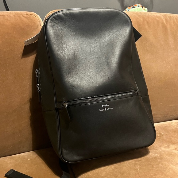 Polo Ralph Lauren Other - Black Silver Leather Backpack Polo Ralph Lauren